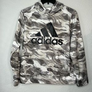ADIDAS Allover Hoodie Grey and White Sweater Size 10/12